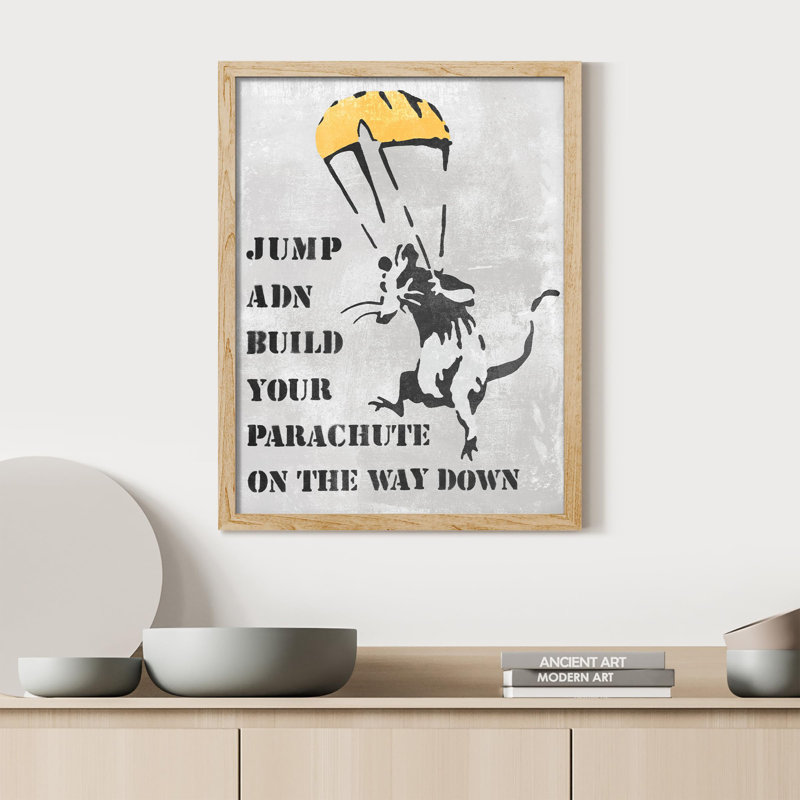«Small Banksy Rat Paratrooper» sur papier, Naturel, H 10 po x l 8 po