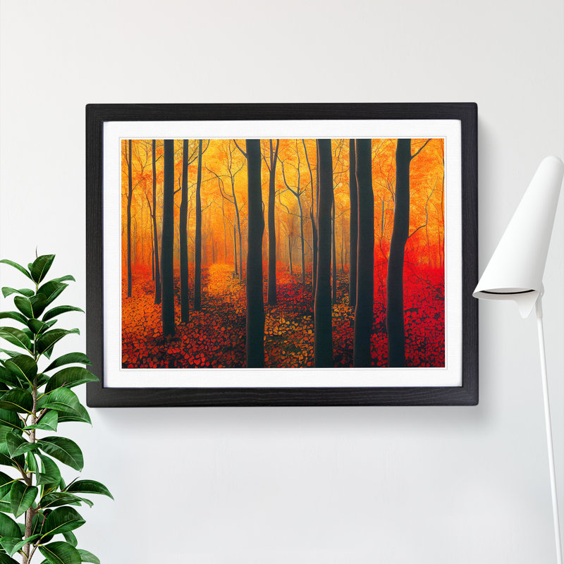 XH1022-8858X Terrific Autumn Forest - Single Picture Frame Print, Black Framed, 46cm H x 64cm W x 2cm D