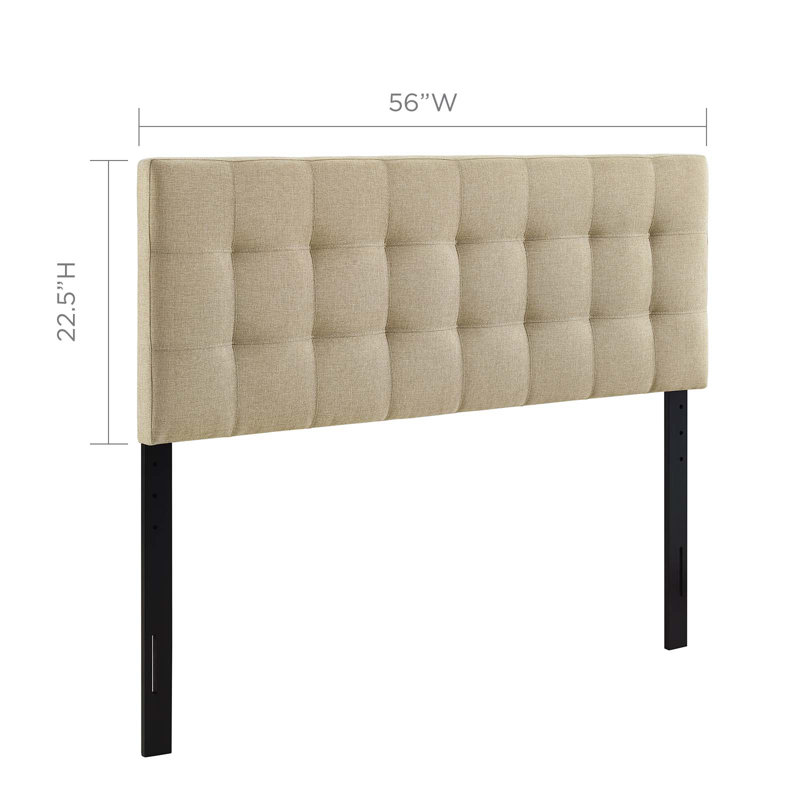Tête de lit en tissu d'ameublement Lily, Double, Mélange de polyester beige