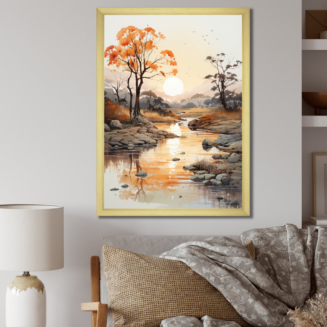 " Orange Gray African Valley " by Designart Red Barrel Studio® 