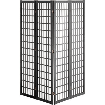 4 Panel Wood Folding Privacy Screen - Japanese Room Divider For Indoor Use In Home Office Restaurant & Bedroom, 360 Rotatable And Foldable, Material, Black Main Color, 68.7 Package Depth, 17.92