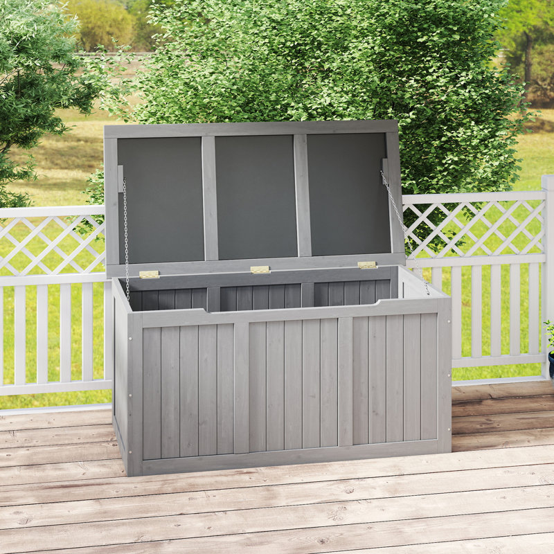 Coffre de terrasse en bois Gallon, Grey, H 22 po x l 45 po x P 22 po