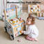 Poussette en bois pour bébé avec centre d'activités pour la crème glacée, trotteur Montessori pour tout-petits avec trieur de formes, labyrinthe et roues en caoutchouc