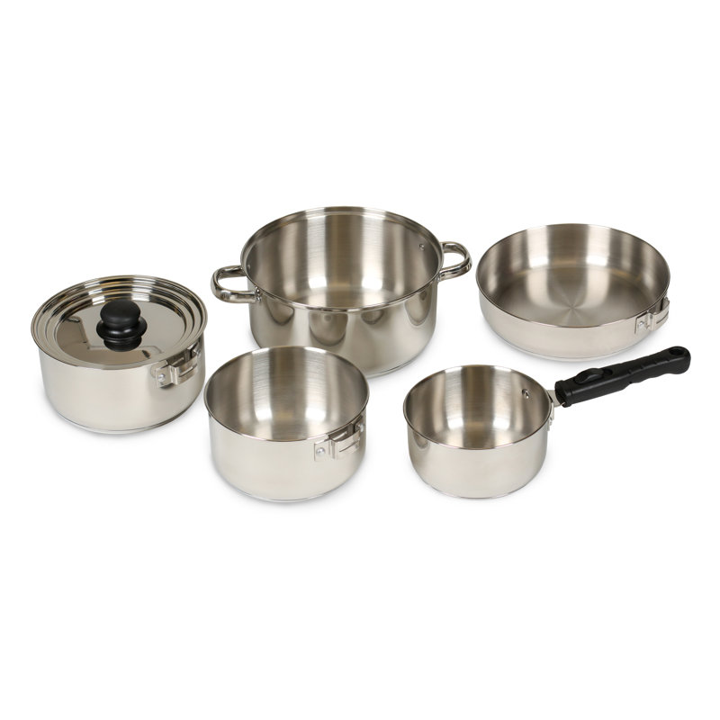 Polished Stainless Steel 7-Piece Stackable Cookware Set