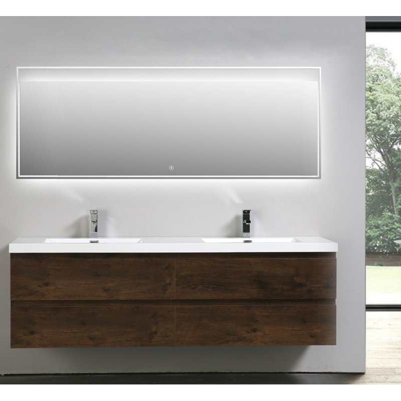 Drason Double Bathroom Vanity with Acrylic Top, Rosewood