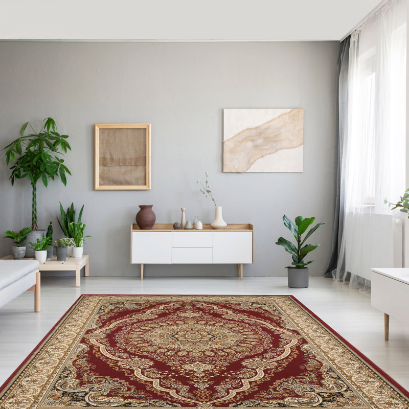 Tapis oriental intérieur / extérieur rouge / brun Turkuaz, Rectangle 6 pi 7 po x 9 pi 6 po