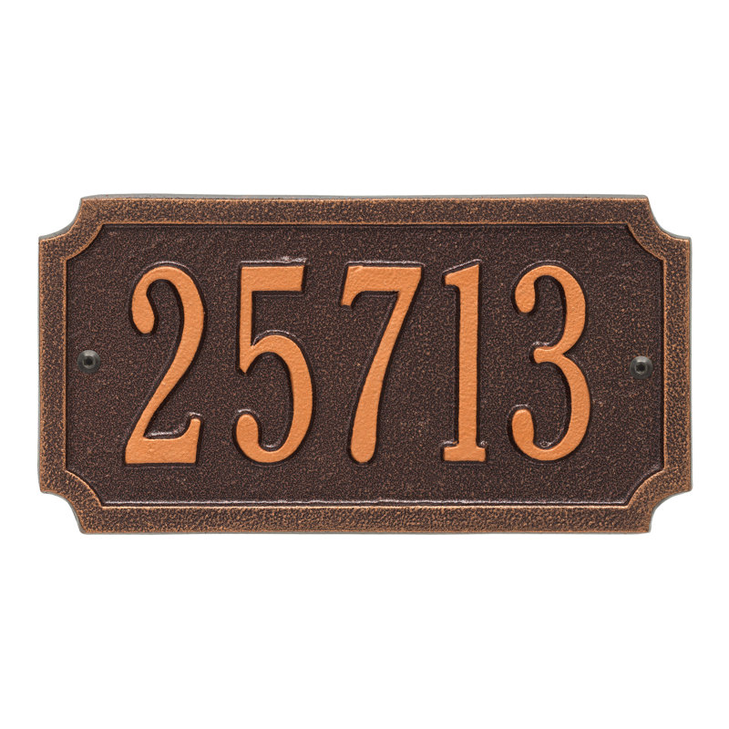 Plaque d'adresse murale sur 1 ligne, Cuivre Antique, Oui
