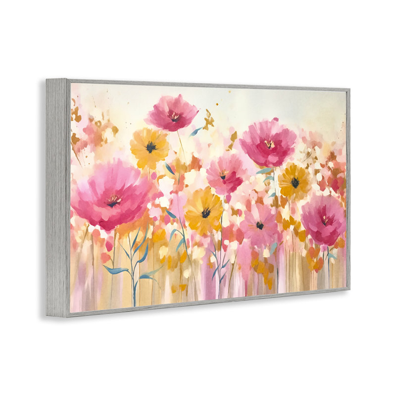 Giclée encadrée rose Blooming Whimsy, design par Andrea Haase, Estampe numérique Farmhouse, H 20 po x l 30 po