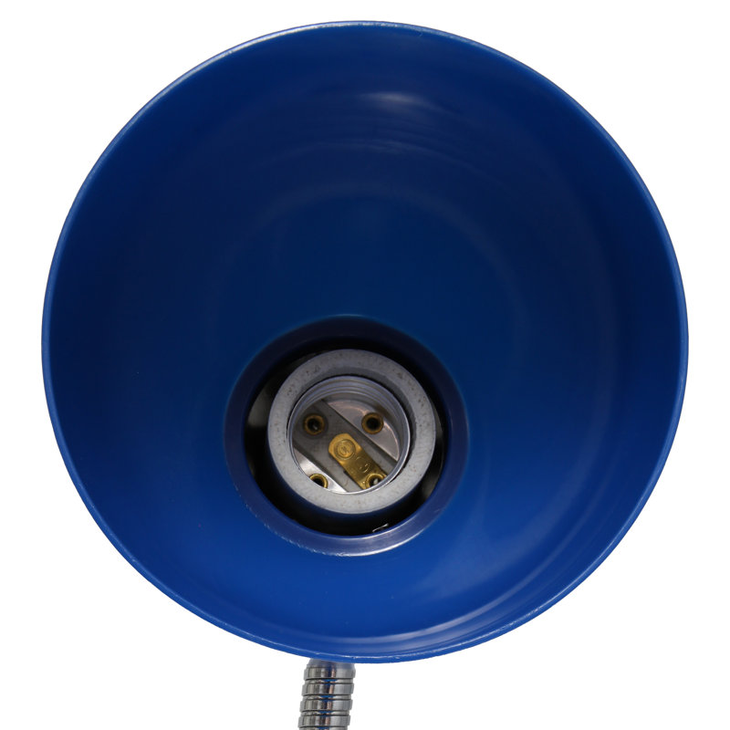 Adjustable Blue Clip-on Desk Lamp with Flexible Gooseneck