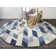 Hand Tufted Graphic Rug, Blue/Ivory