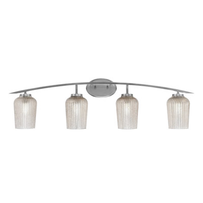 Kurve 4 Light Bath Bar With 5" Textured Glass