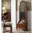 American-Style Vintage White Ash Wood Full-Length Mirror With Drawers