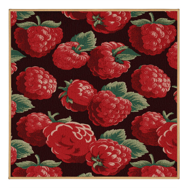  Tapis lavable framboise et fruits rouges, Carré 3 pi