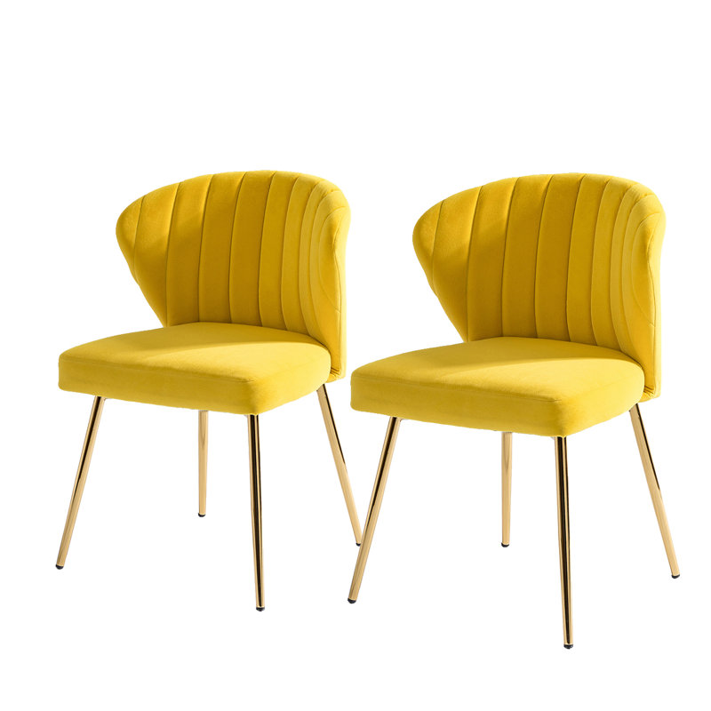 Chaise à oreilles Leona, Velours jaune