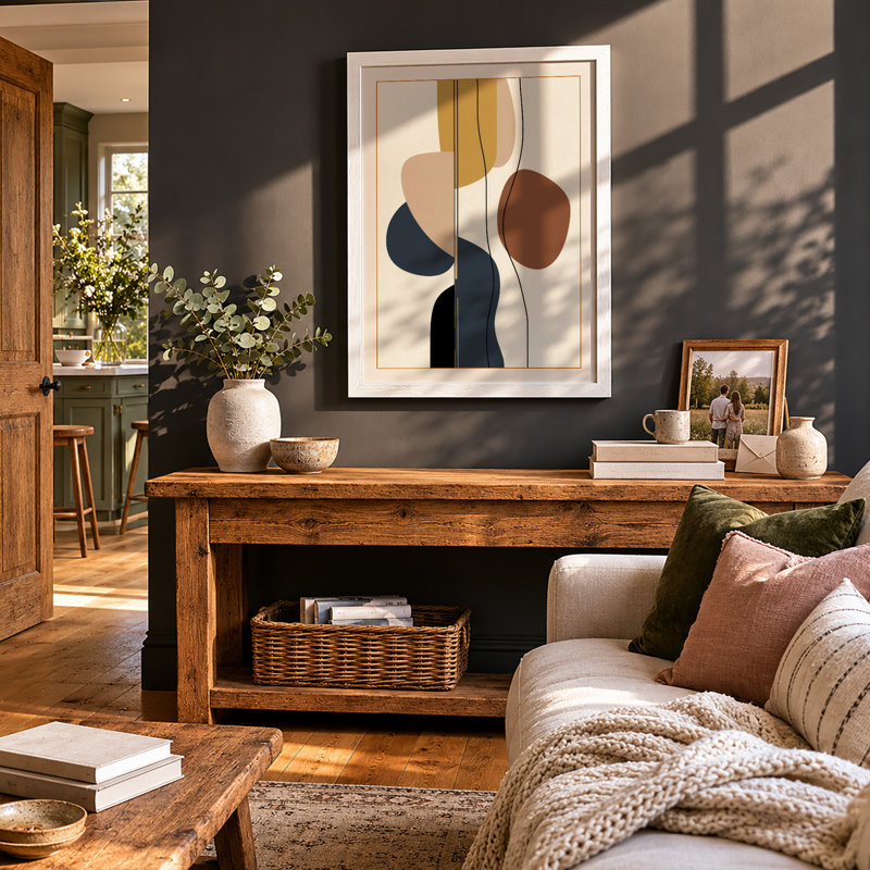 Organic Alignment Mid-Century - Framed Print, A3 - 42.0 x 29.7 cm, White