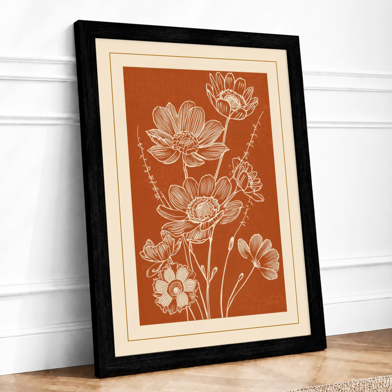 Lotus in Line Botanical - Framed Print, Black, A4 - 29.7 x 21.0 cm