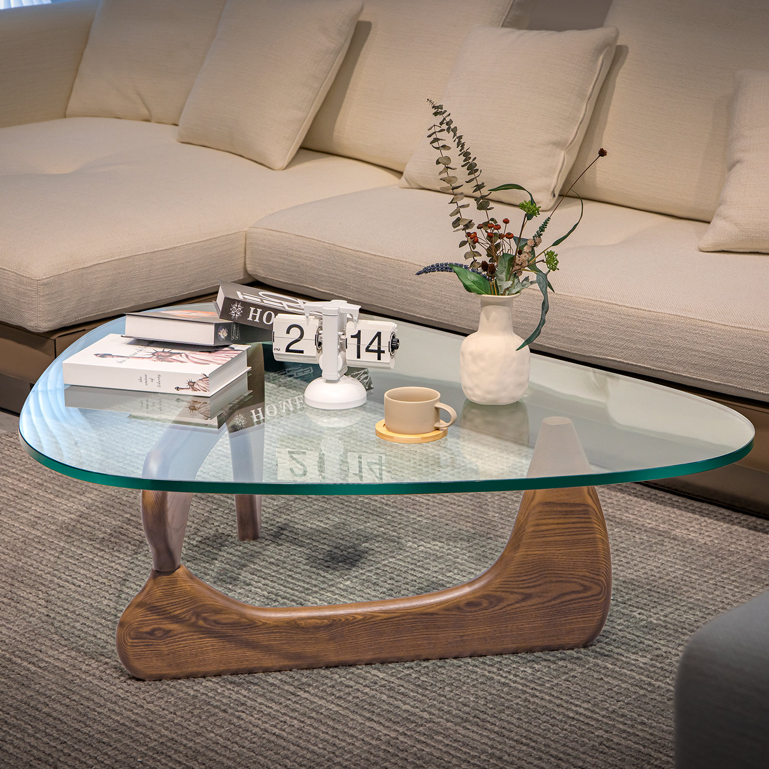 Round Tray Table With Mirrored Glass Top Removable Tray Coffee Table Living  Room