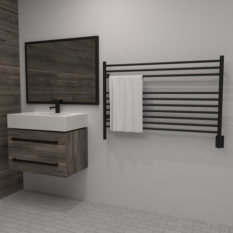 Jeeves Straight Towel Rail Towel Warmer, Matte Black