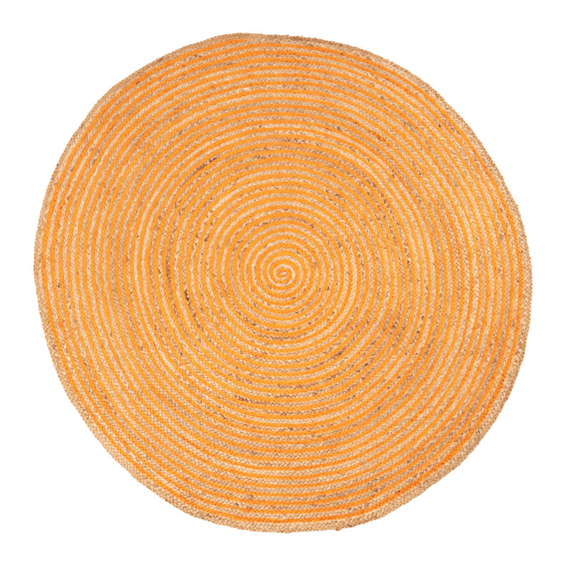 Tapis orange tressé à la main Nickelsville, Rond 10 pi
