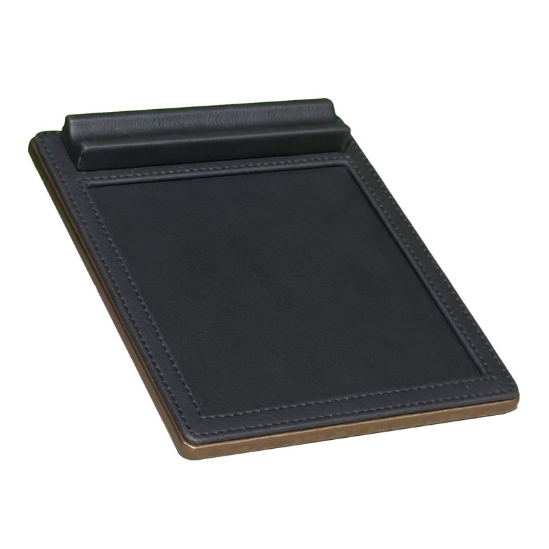 Leather Notepad Holder, Black/Rose Gold