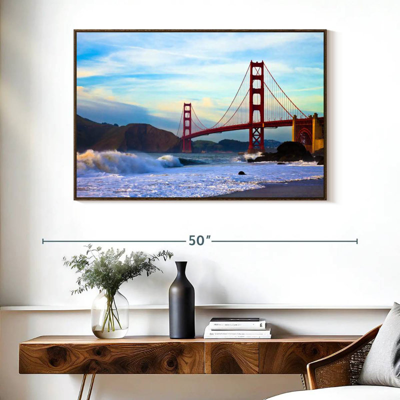 Golden Gate Bridge, San Francisco, Cadre flottant noyer, 40 po x 27 po