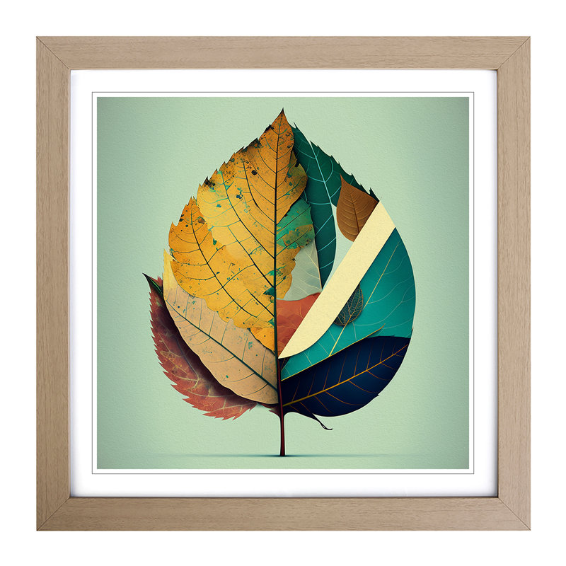 Leaf Constructivism - Single Picture Frame Print on Wood, Oak