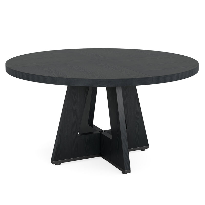 47" Round Farmhouse Dining Table, Black
