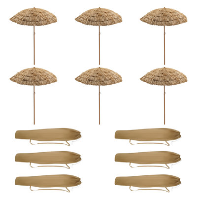 6Pcs Outdoor Patio Beach Umbrella
