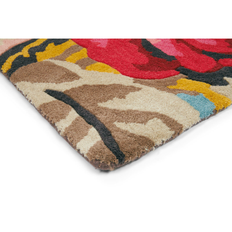 Wool Floral Area Rug, Rectangle 6'7" x 9'2"