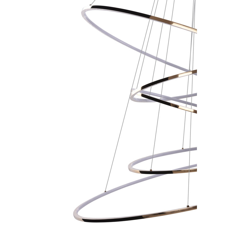 5 - Light LED Geometric Pendant, Gold