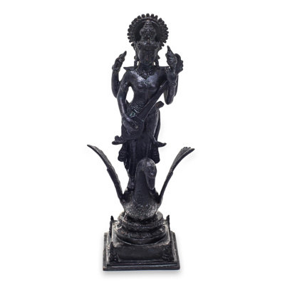 Antiqued Of Hindu Goddess Of Knowledge Figurine