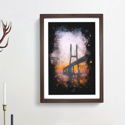 Vasco Da Gama Bridge in Portugal Abstract - Framed Print
