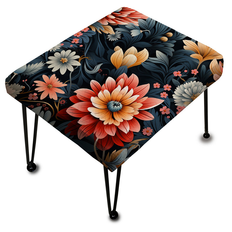 Cottage Coral Blooms Unveiled - Floral Rectangle Ottoman
