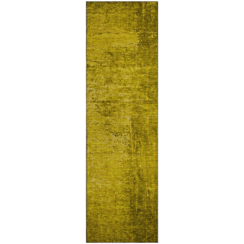 Tapis doré de qualité supérieure lavable à la machine Cerrito AMF554, Tapis de couloir 2 pi 3 po x 7 pi 6 po