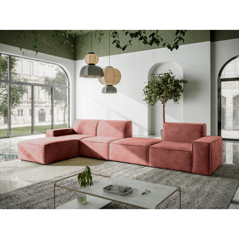 Burkittsville 5 Seater Corner Sofa , Left Hand Facing, Burn Dirty Pink