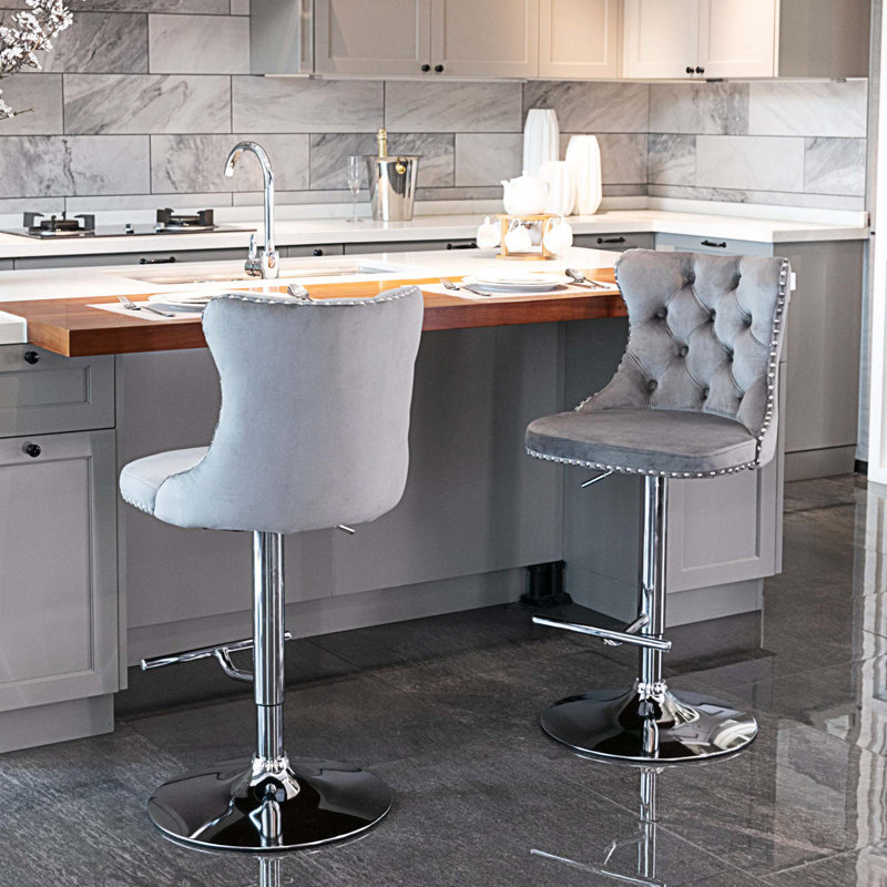 Tabouret pivotant à hauteur réglable Julias, Argent