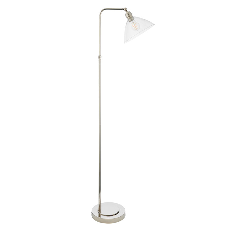 Hovey Avriett 142cm Task Floor Lamp, Bright Nickel, Sliver