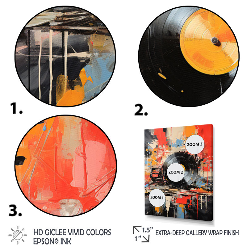Vinyle, disque vinyle, Fusion II, H 40 po x l 30 po x P 1,5 po, Cadre flottant noir