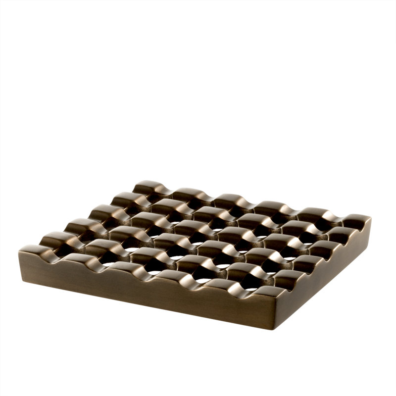 Cendrier Deluxe Grid, Laiton antique foncé