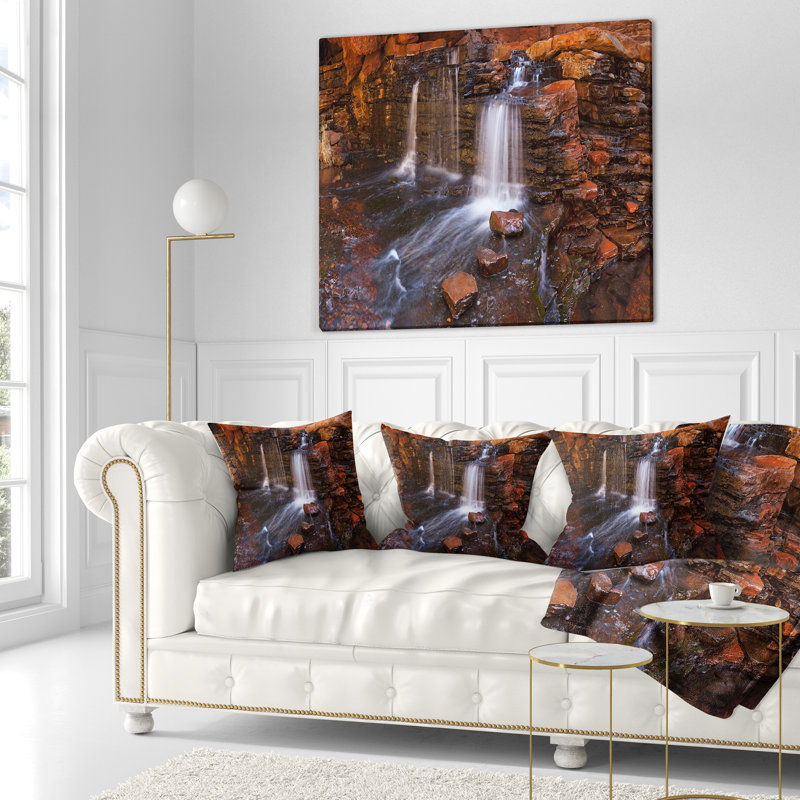 Coussin paysage avec chute d'eau Hancock, 16 po x 1 po, Coussin décoratif
