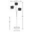 Lampe sur pied Nira, 3 abat-jour en cristal suspendus, cadre en arc argenté de 90 pouces