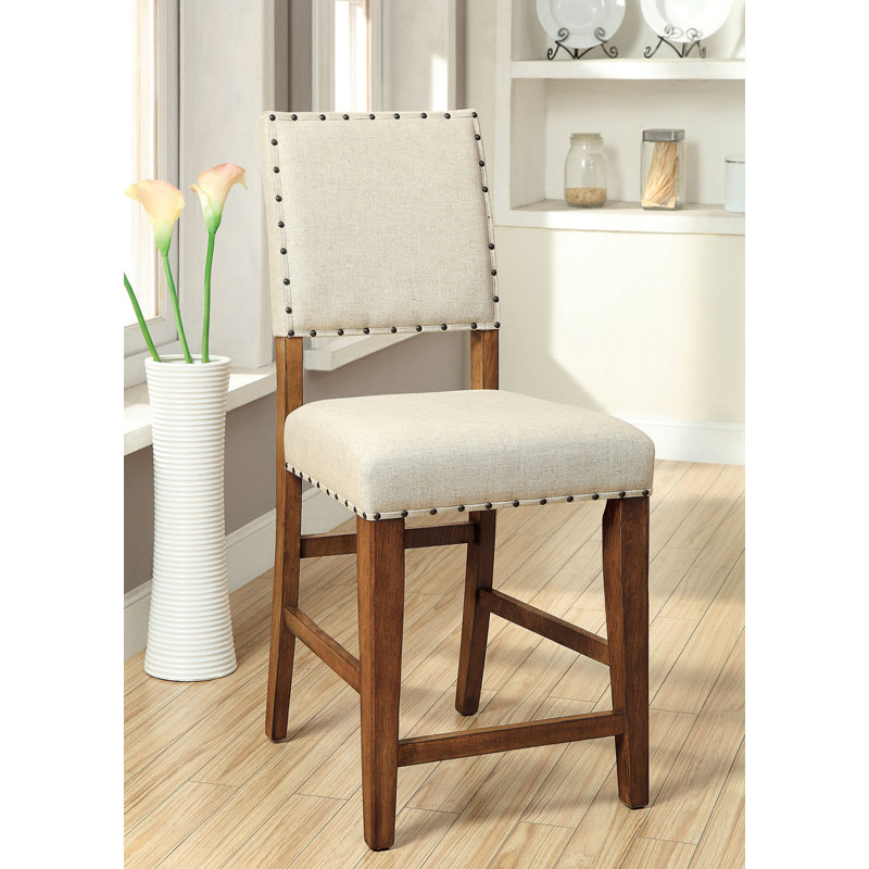 Gariner Upholstered Counter Stool, Counter Stool (25" Seat Height), Oak