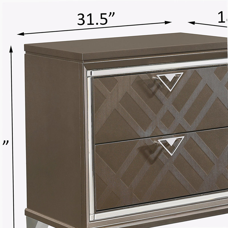 Dark Champagne 2-drawer Nightstand