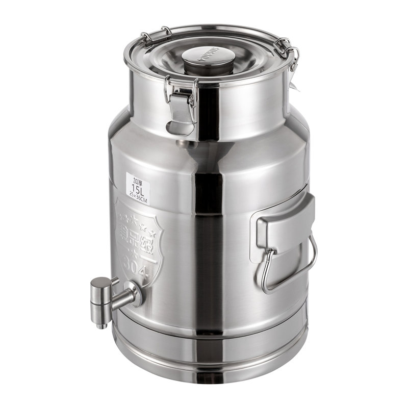 Demitrios Stainless Steel Milk Can Beverage Dispenser, 14.17" H x 9.84" W x 9.84" D