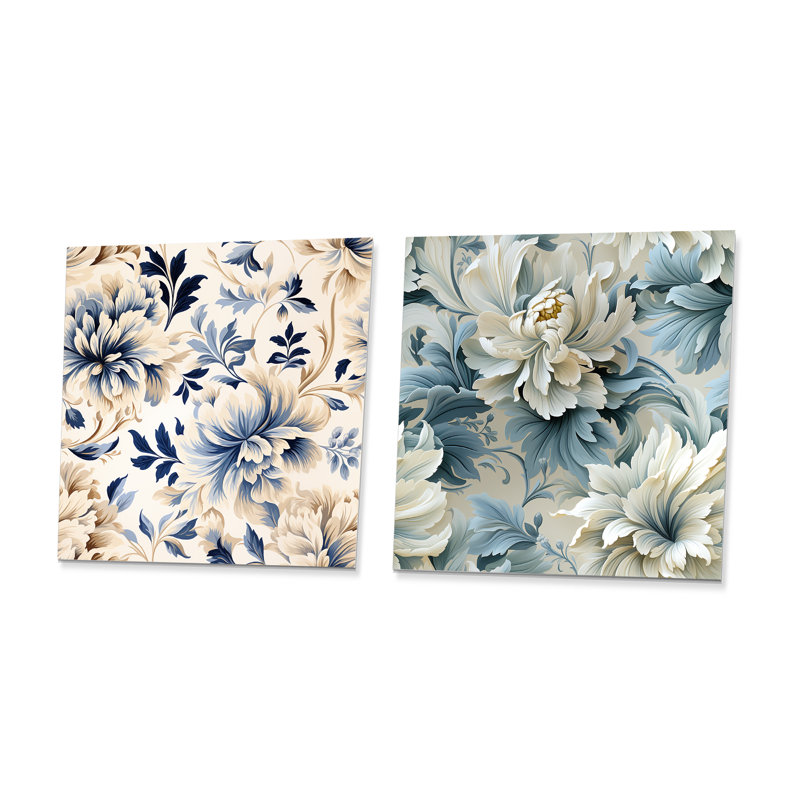 Lyam - Botanicals abstraits, reproduction d'art en métal, ensemble de 2 carrés, H 16 po x l 32 po