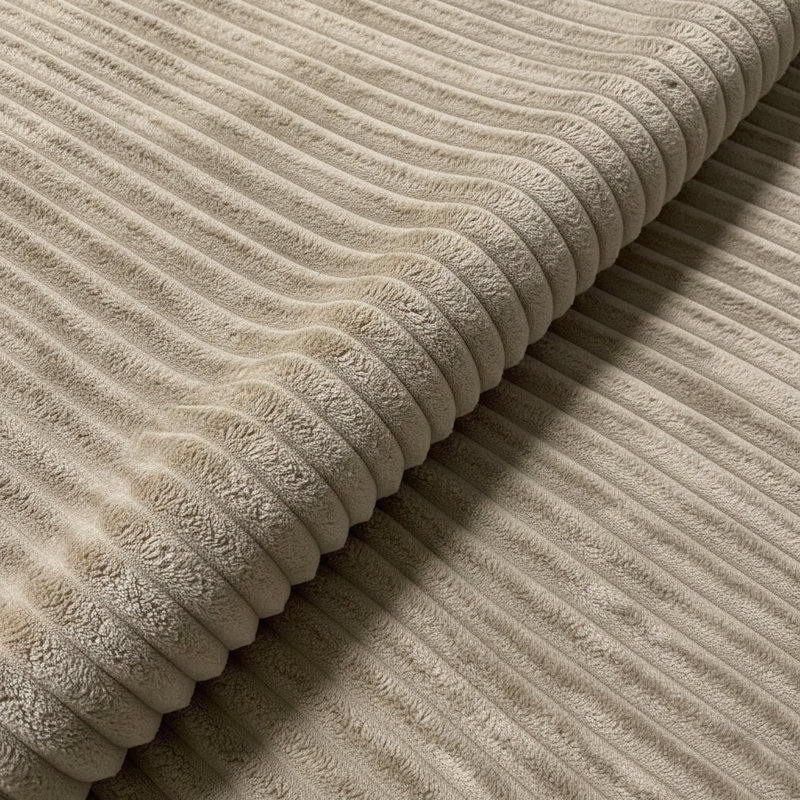 Pouf entièrement comprimé, revêtement en velours côtelé, Chameau