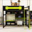 Lit mezzanine double avec station de charge, bureau, tablettes de rangement, panneau perforé et éclairage DEL-723108222