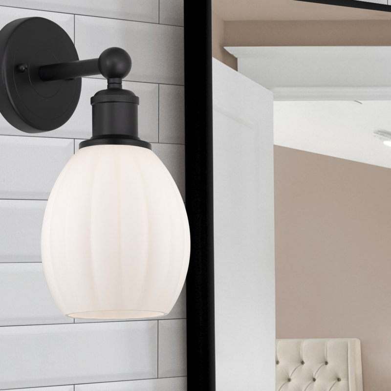 Casandria Armed Sconce, Matte White, Matte Black