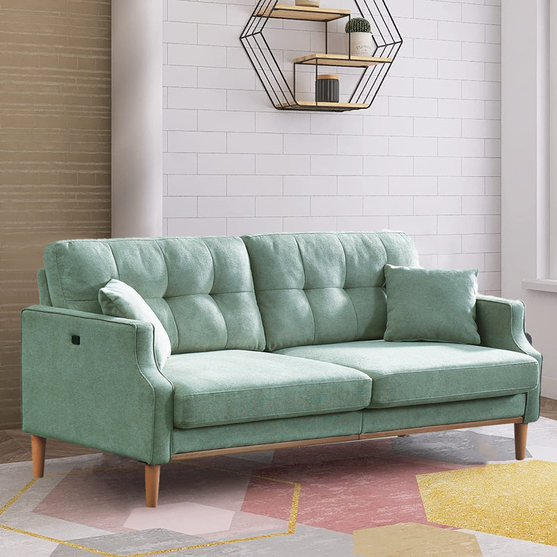 Canapé à accoudoirs carrés Reese, Polyester vert