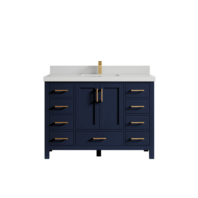 Ensemble de meuble-lavabo simple 48 po Malibu, Quartz de Carrare